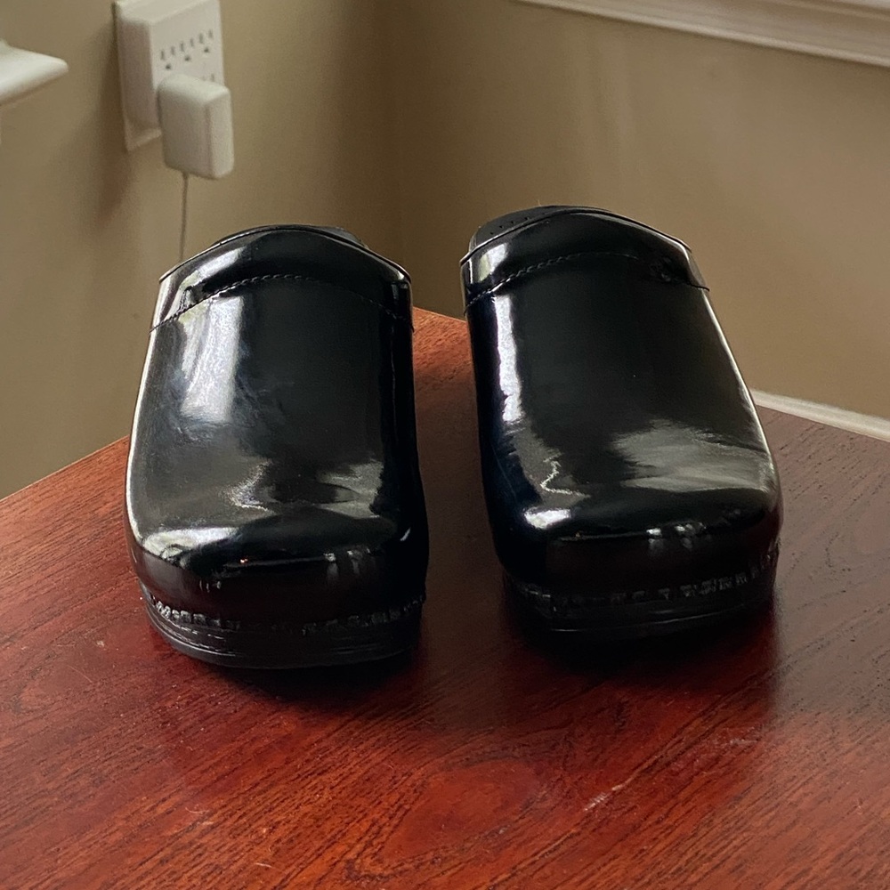 Dansko Black Patent Leather Clogs